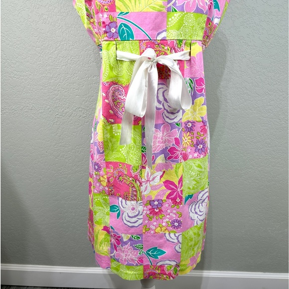 Karin Stevens, 14P Patchwork Floral Bow tie Midi Dress EUC - Picture 4 of 11